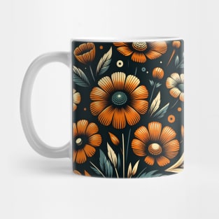 Orange Floral Illustration Mug